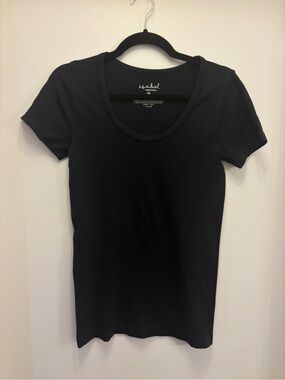 Isabel by Ingrid & Isabel Ribbed Fitted Tee Women's M Black Stretch Layering Top